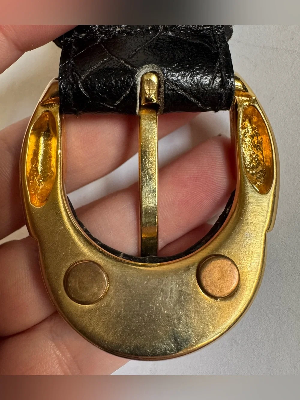 Vtg Pellateri Black Croc Embossed Leather Belt Women's M Made in Italy Classic